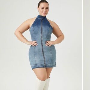 Denim Halter Mini Dress